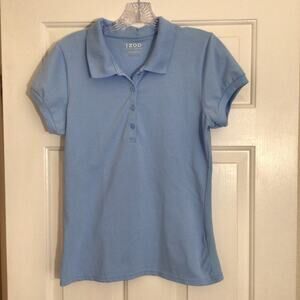 Izod Golf Short Sleeve Polo Shirt Blue Button Up Women's Size L Excellent